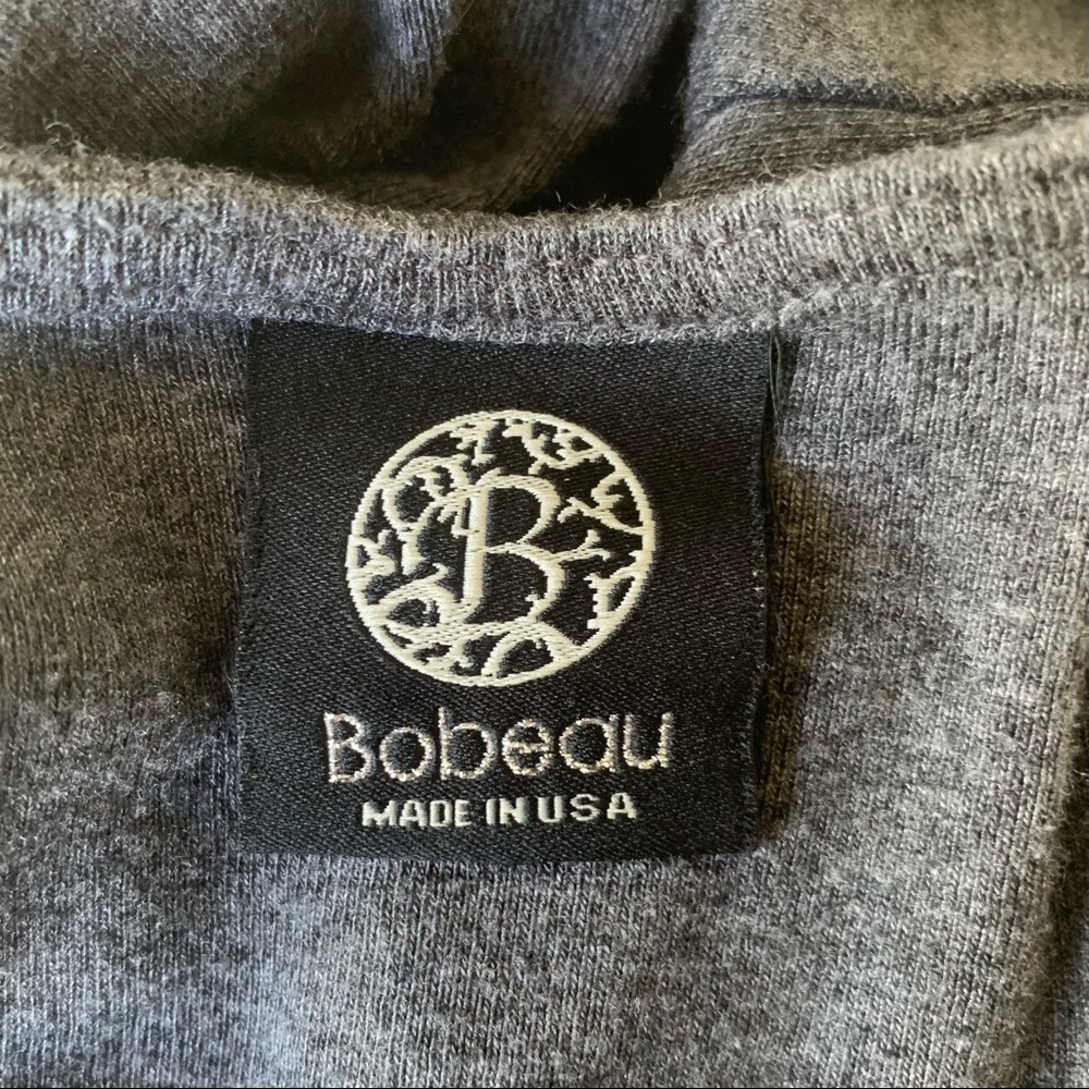 •Bobeau•Soft Gray Three-Quarter Sleeve Peplum Top - Picture 2 of 6
